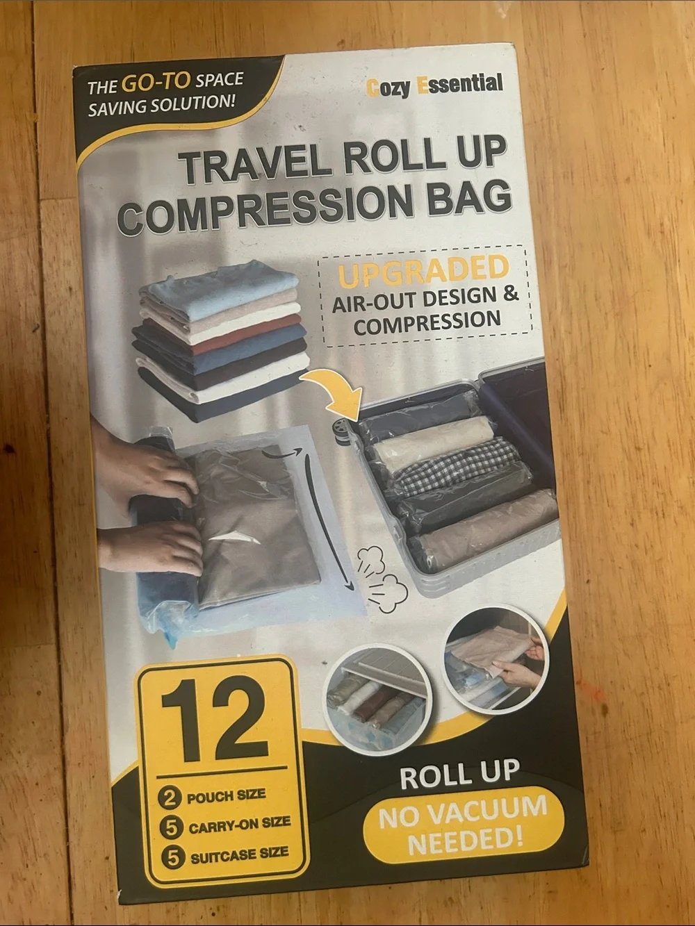 Travel Roll Up Compression Bags - Gray/Transparent (12 Pack)